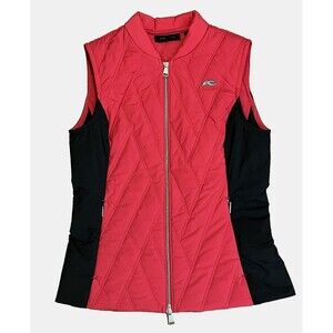 KJUS Cranberry Pink/Black Bellavista Insulated Quilted Full Zip Vest Ski Sz 38/M